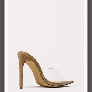 Clearly Sexy Pointy Peep-Toe Mule Heels